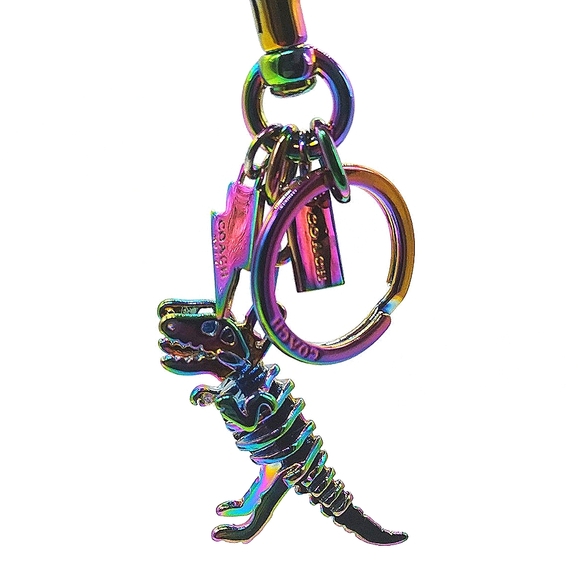 Coach 54993 Anodized TRex T-Rex Rexy Bag Charm Key Fob OIL SLICK Hologram NWOT - Picture 4 of 8